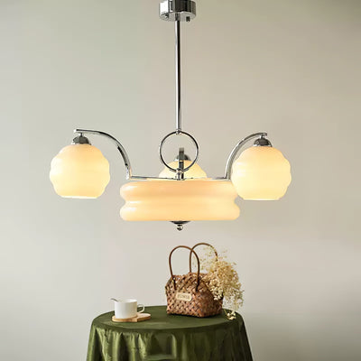 Celeelle Chandelier Art Deco Vintage Gold Glass Shades