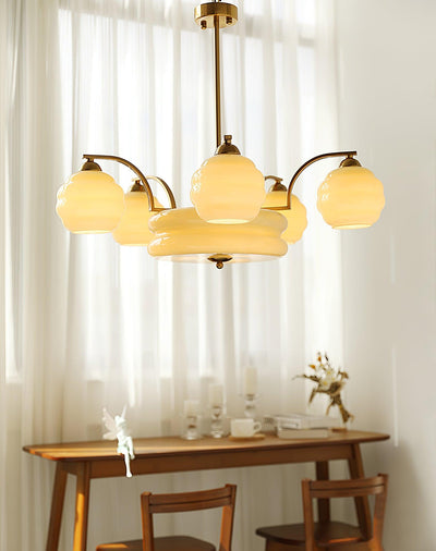 Celeelle Chandelier Art Deco Vintage Gold Glass Shades