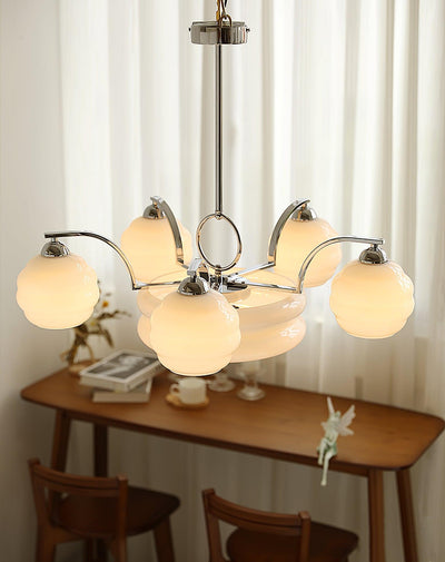 Celeelle Chandelier Art Deco Vintage Gold Glass Shades
