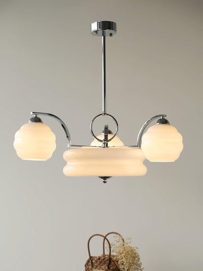 Celeelle Chandelier Art Deco Vintage Gold Glass Shades