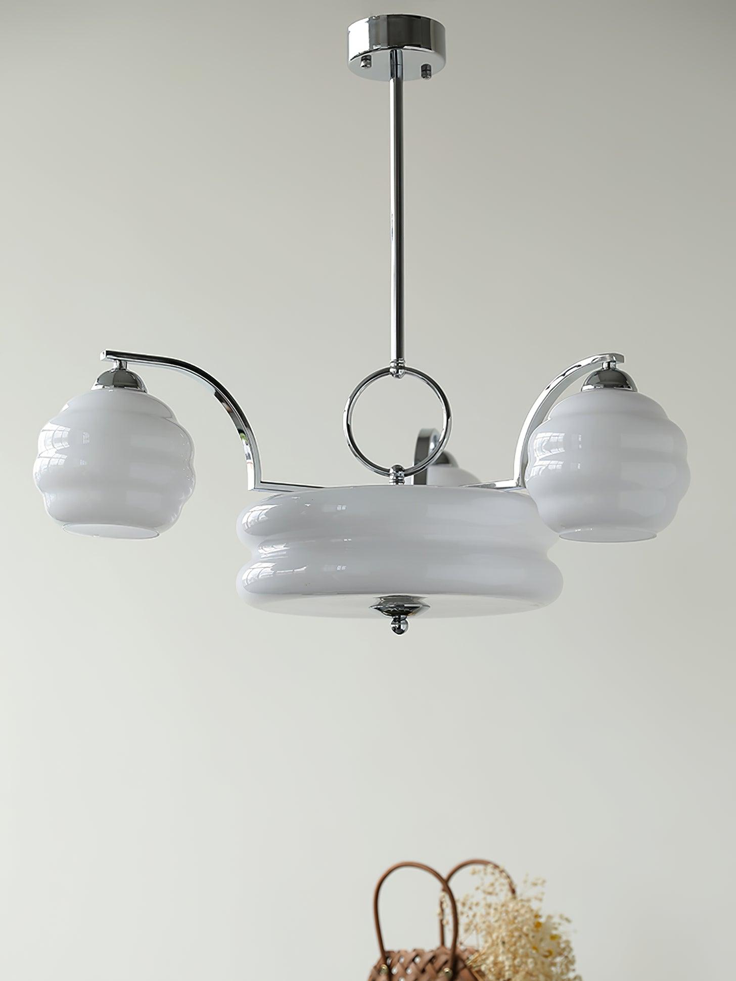 Celeelle Chandelier Art Deco Vintage Gold Glass Shades