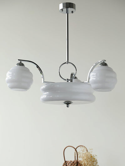 Celeelle Chandelier Art Deco Vintage Gold Glass Shades