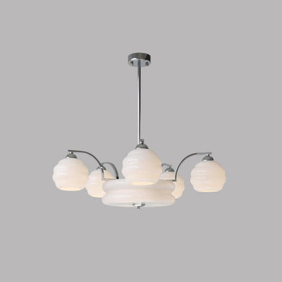 Celeelle Chandelier Art Deco Vintage Gold Glass Shades