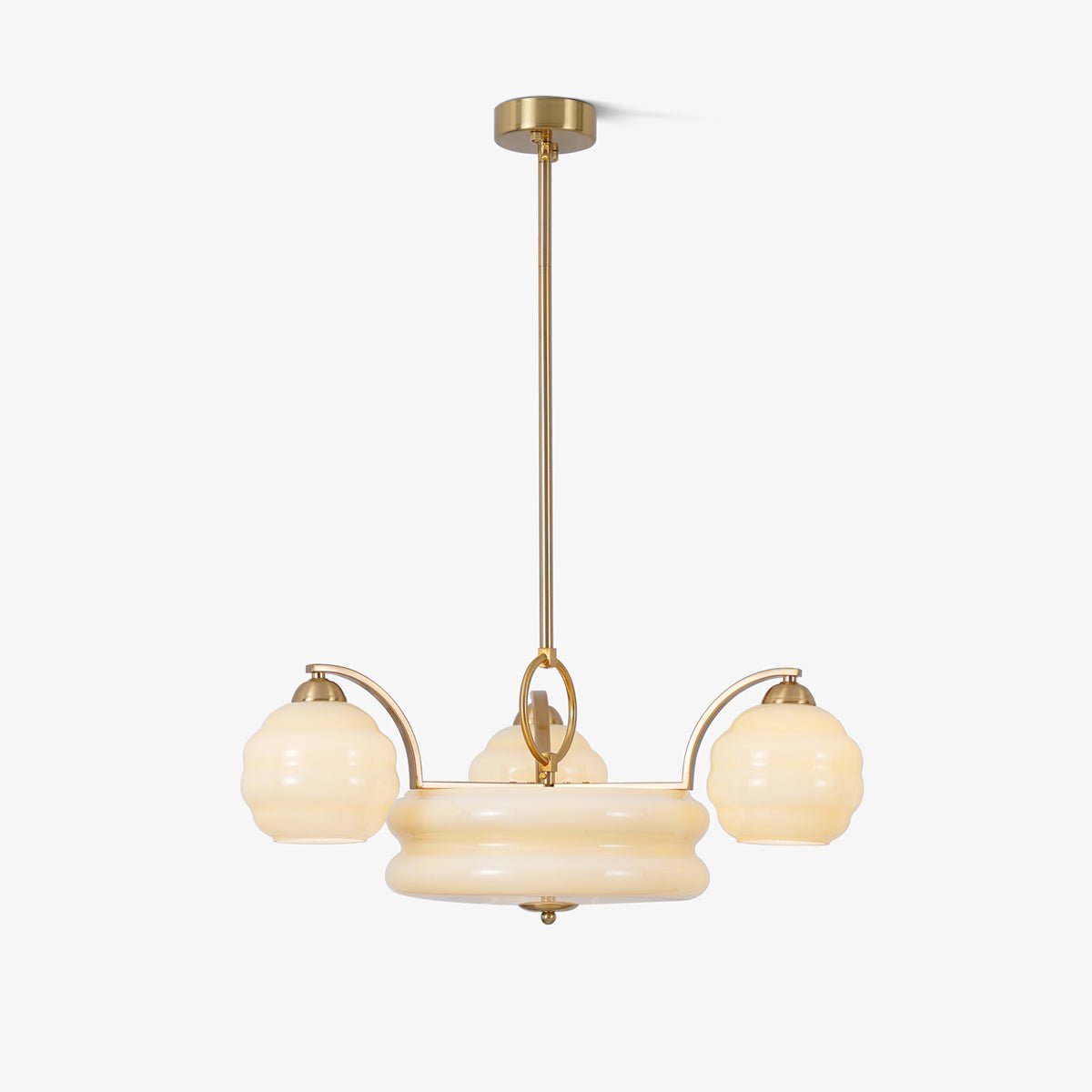 Celeelle Chandelier Art Deco Vintage Gold Glass Shades