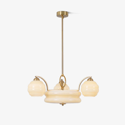 Celeelle Chandelier Art Deco Vintage Gold Glass Shades