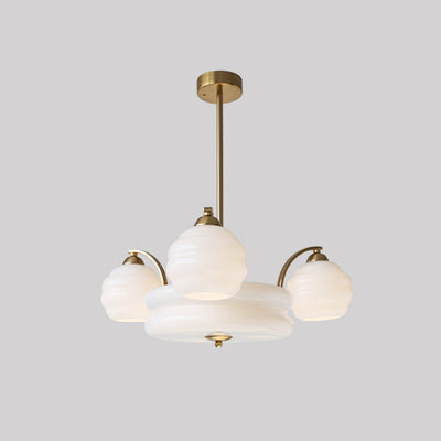 Celeelle Chandelier Art Deco Vintage Gold Glass Shades