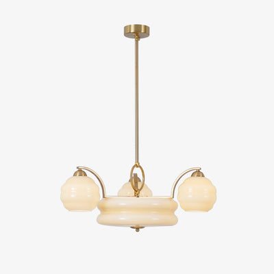 Celeelle Chandelier Art Deco Vintage Gold Glass Shades