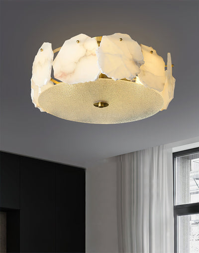 Elay Sophisticated Disc Flat Alabaster Glass Ceiling Light