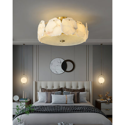 Elay Sophisticated Disc Flat Alabaster Glass Ceiling Light