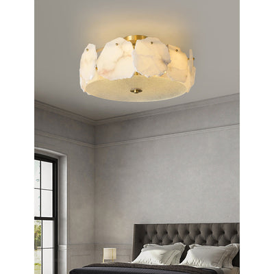 Elay Sophisticated Disc Flat Alabaster Glass Ceiling Light