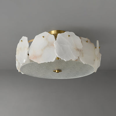 Elay Sophisticated Disc Flat Alabaster Glass Ceiling Light