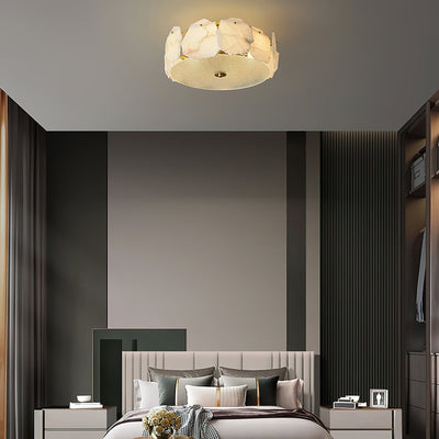 Elay Sophisticated Disc Flat Alabaster Glass Ceiling Light