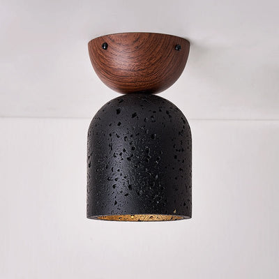 Finn Focused Black Travertine Ceiling Lamp