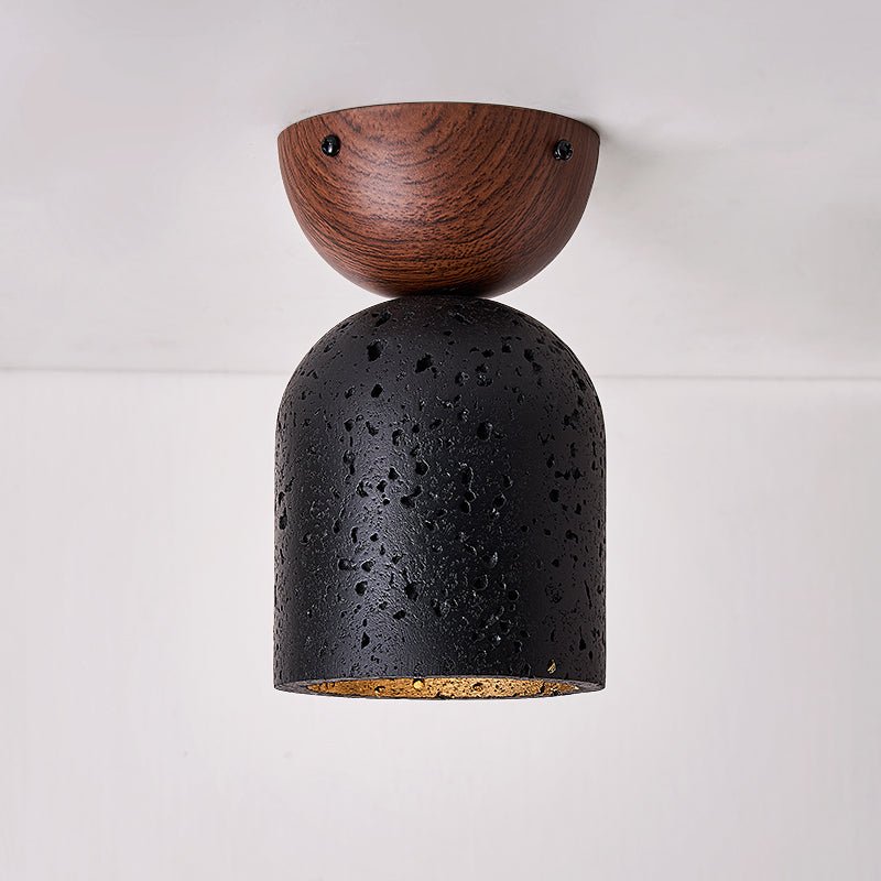 Finn Focused Black Travertine Ceiling Lamp