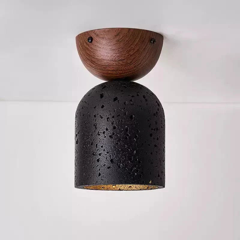 Finn Focused Black Travertine Ceiling Lamp