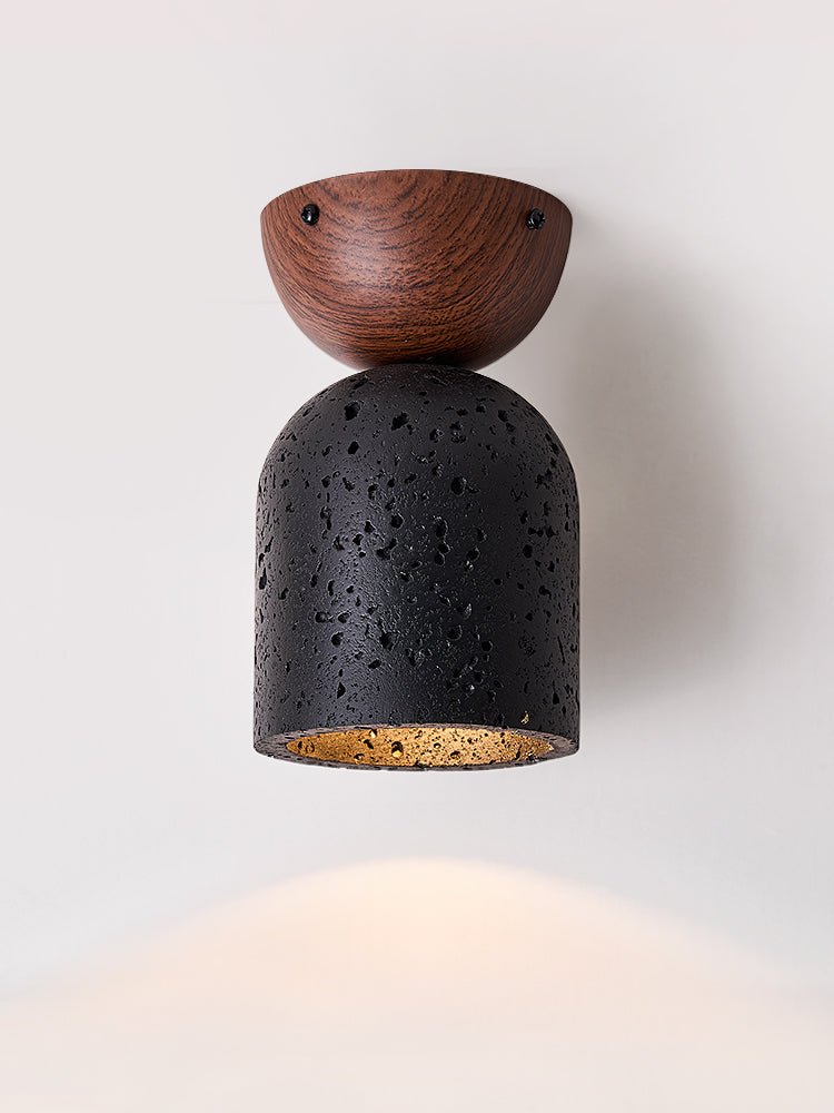 Finn Focused Black Travertine Ceiling Lamp
