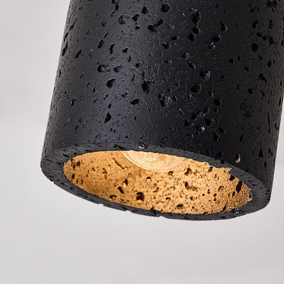 Finn Focused Black Travertine Ceiling Lamp