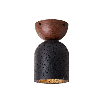 Finn Focused Black Travertine Ceiling Lamp