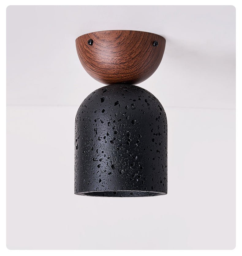 Finn Focused Black Travertine Ceiling Lamp