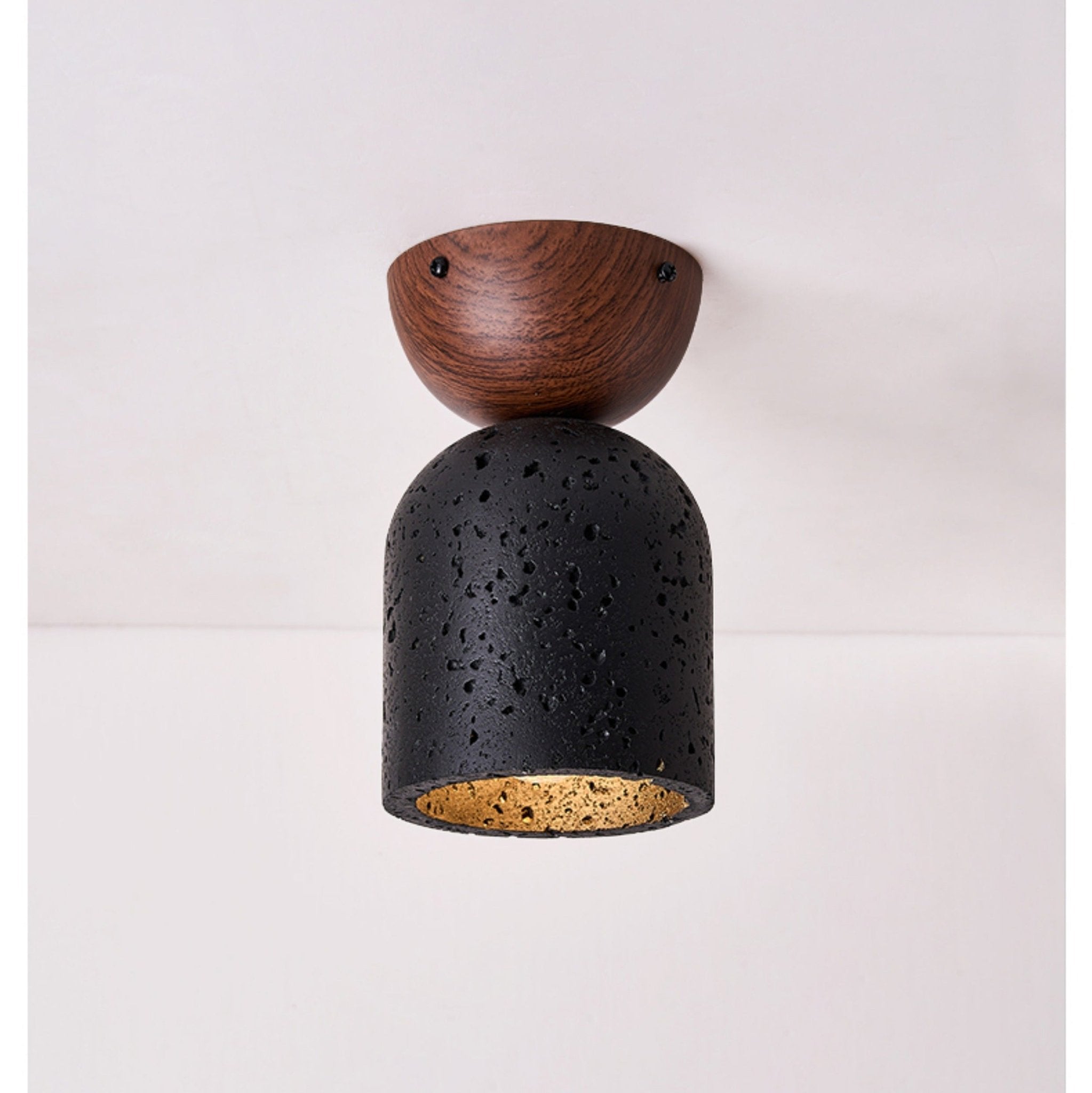 Finn Focused Black Travertine Ceiling Lamp