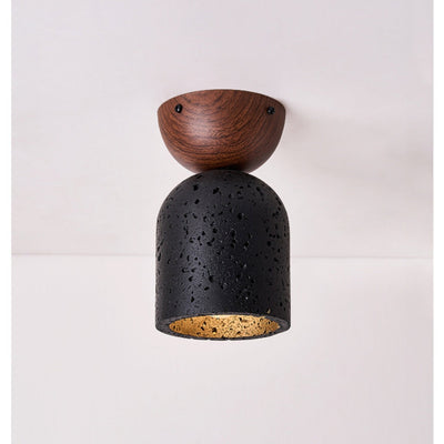 Finn Focused Black Travertine Ceiling Lamp