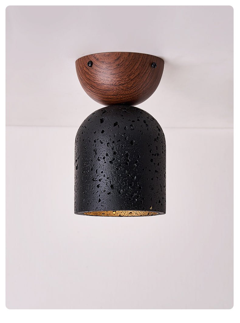 Finn Focused Black Travertine Ceiling Lamp