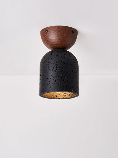 Finn Focused Black Travertine Ceiling Lamp