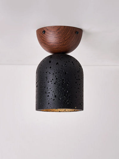 Finn Focused Black Travertine Ceiling Lamp