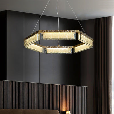 Hexa Luxury Glass LED Chandelier