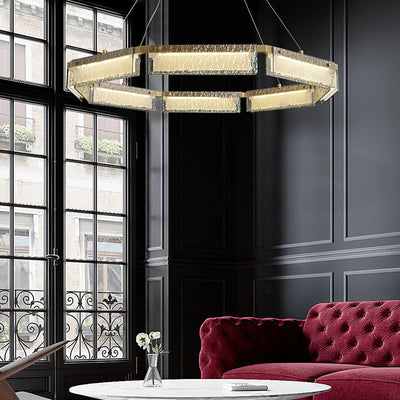 Hexa Luxury Glass LED Chandelier