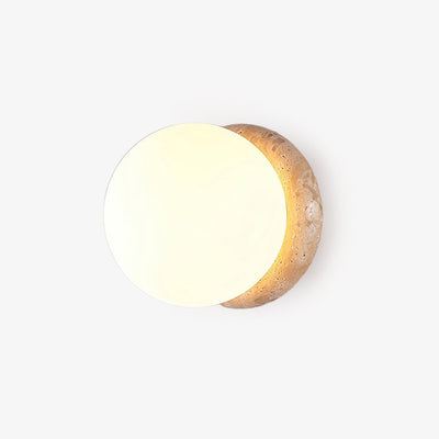 Taverelia Round-Plate Travertine Wall Light