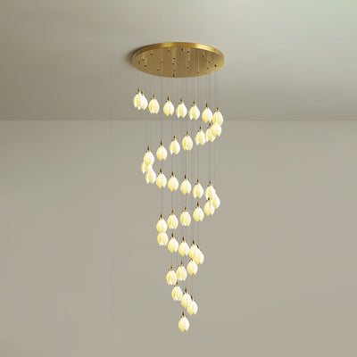 Caphayra Floral Ceramic Brass Chandelier