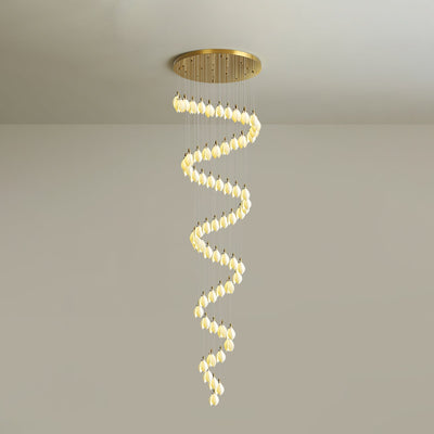 Caphayra Floral Ceramic Brass Chandelier