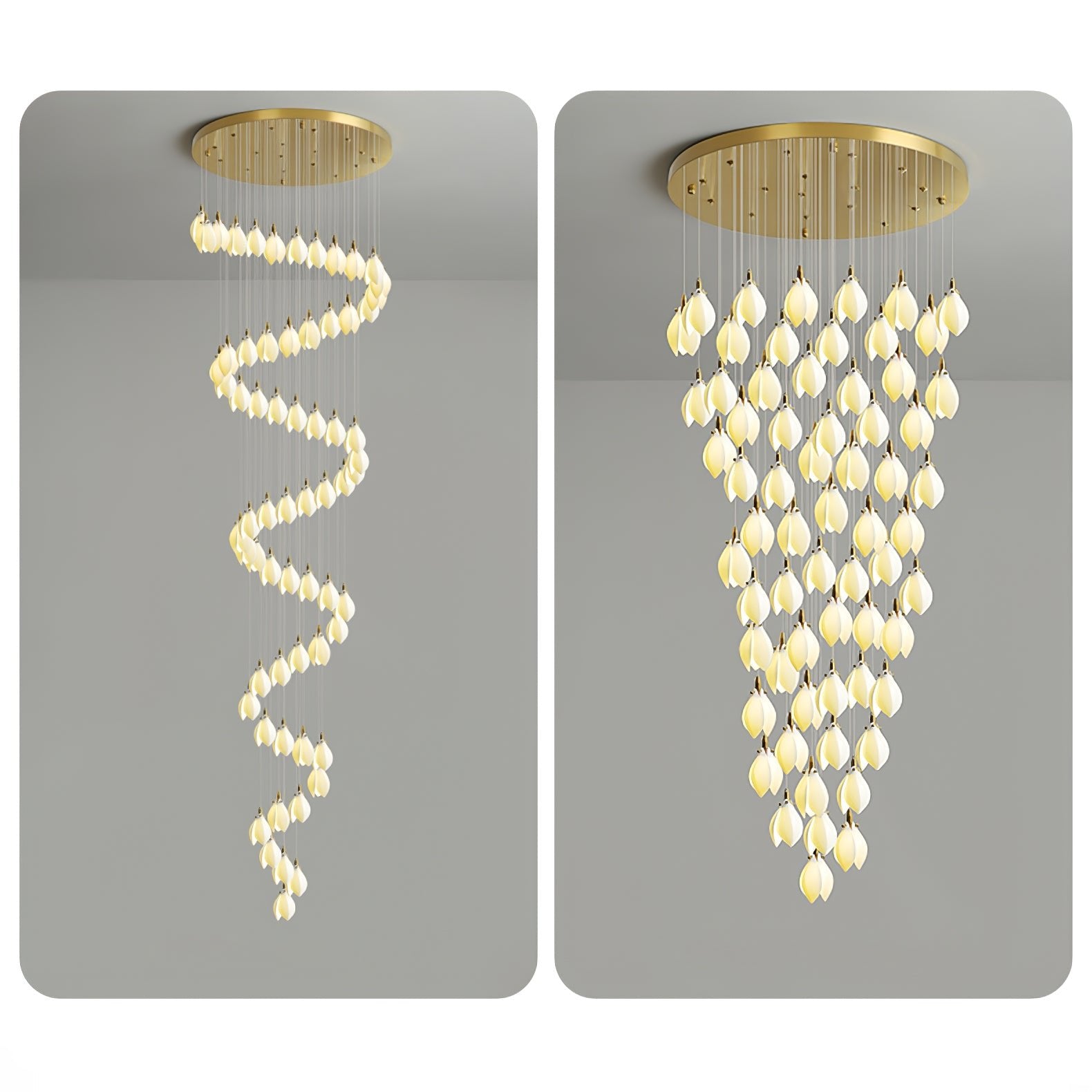 Caphayra Floral Ceramic Brass Chandelier