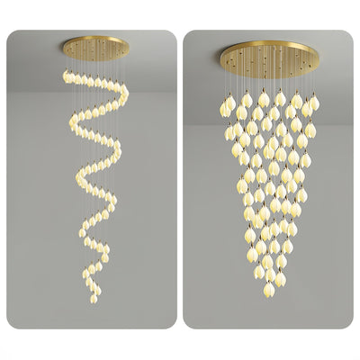 Caphayra Floral Ceramic Brass Chandelier