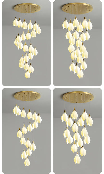 Caphayra Floral Ceramic Brass Chandelier