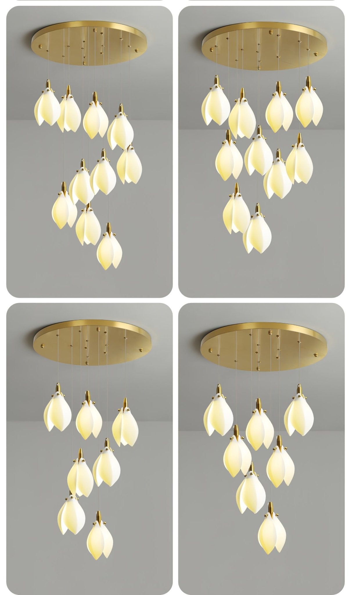 Caphayra Floral Ceramic Brass Chandelier