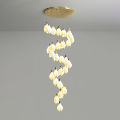 Caphayra Floral Ceramic Brass Chandelier
