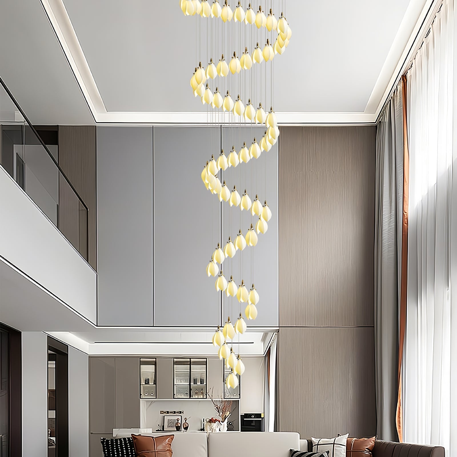 Caphayra Floral Ceramic Brass Chandelier