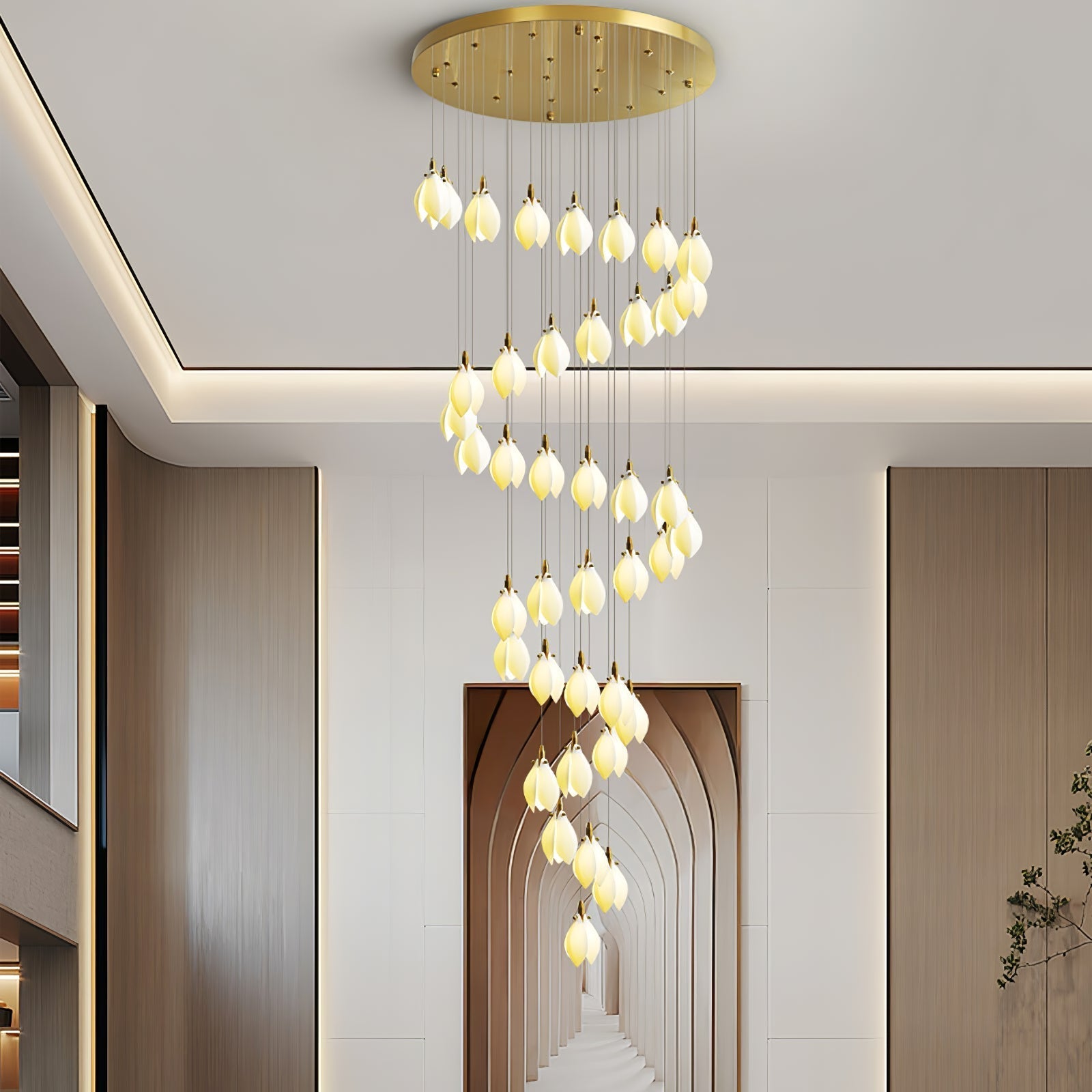 Caphayra Floral Ceramic Brass Chandelier