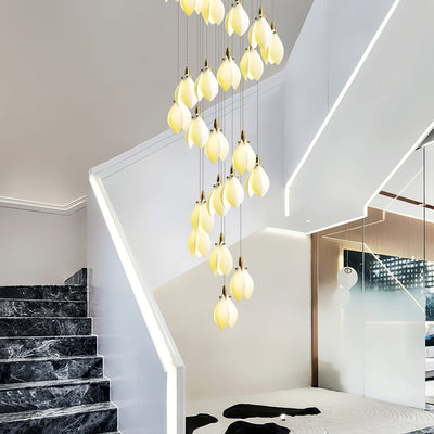 Caphayra Floral Ceramic Brass Chandelier