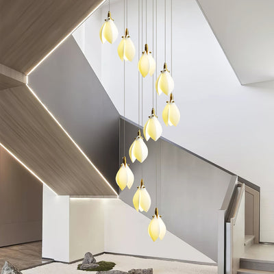 Caphayra Floral Ceramic Brass Chandelier