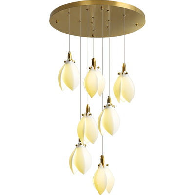 Caphayra Floral Ceramic Brass Chandelier