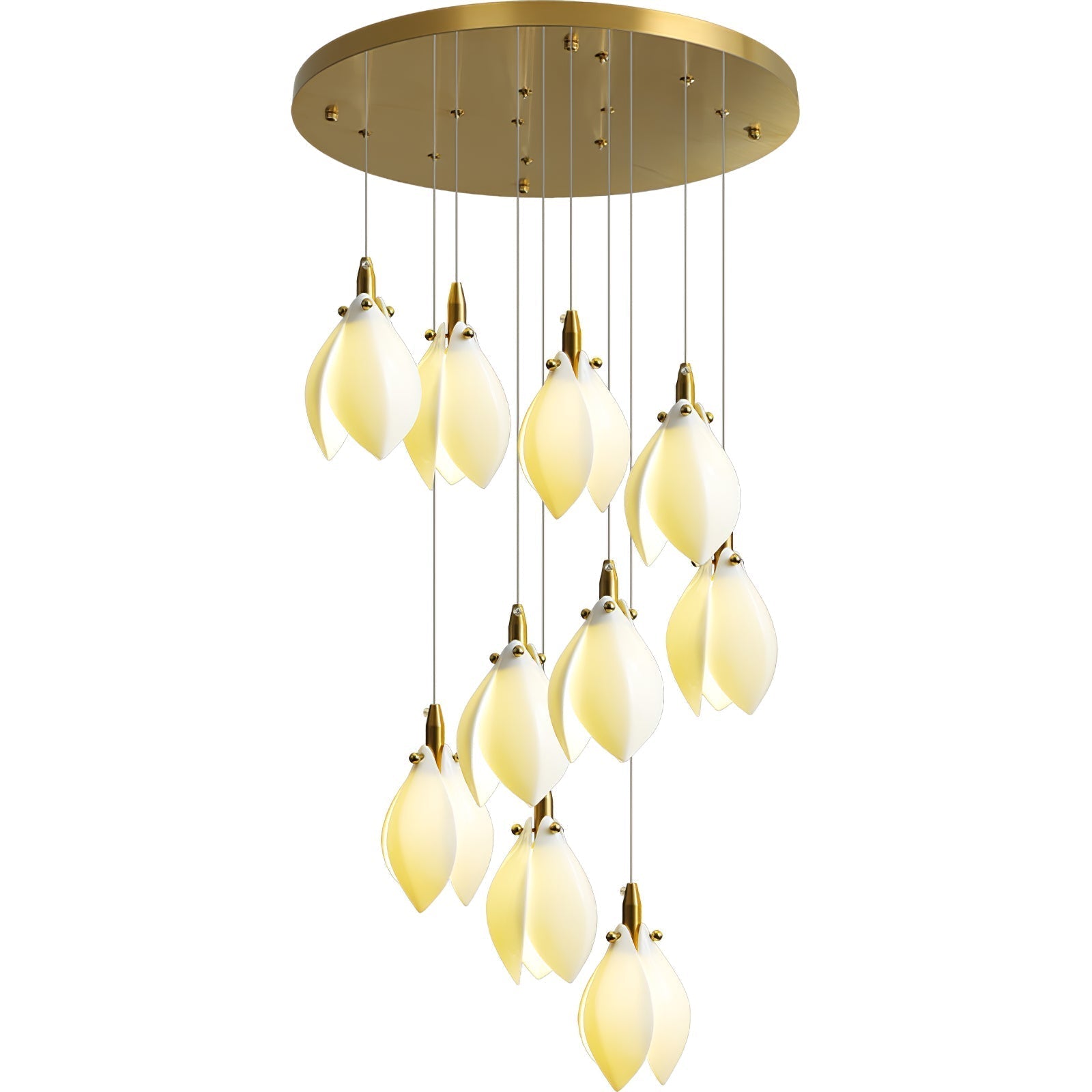 Caphayra Floral Ceramic Brass Chandelier