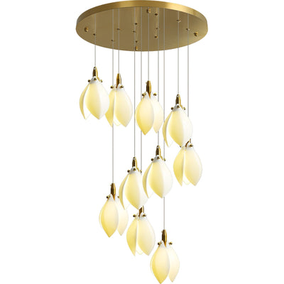 Caphayra Floral Ceramic Brass Chandelier