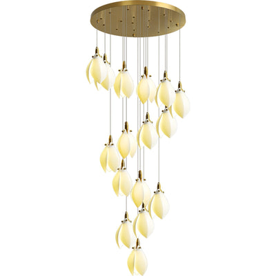 Caphayra Floral Ceramic Brass Chandelier