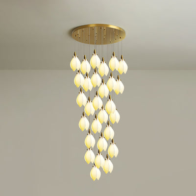 Caphayra Floral Ceramic Brass Chandelier