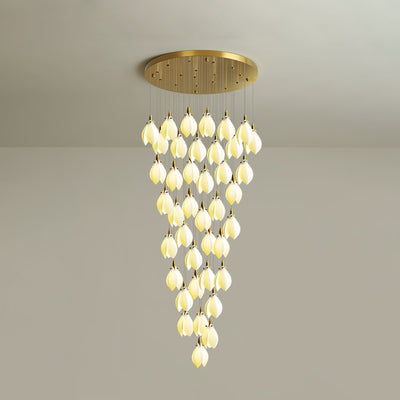 Caphayra Floral Ceramic Brass Chandelier