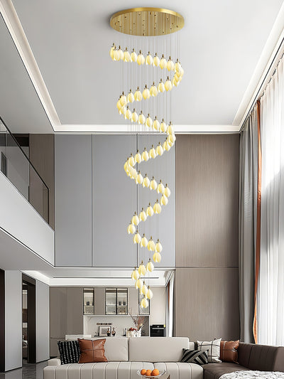 Caphayra Floral Ceramic Brass Chandelier