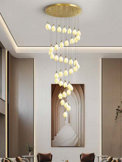 Caphayra Floral Ceramic Brass Chandelier